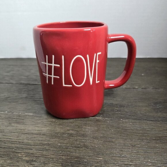 NWT Rae Dunn Artisan #Love Red Coffee Mug Valentine's Day Magenta Farmhouse - Picture 1 of 8